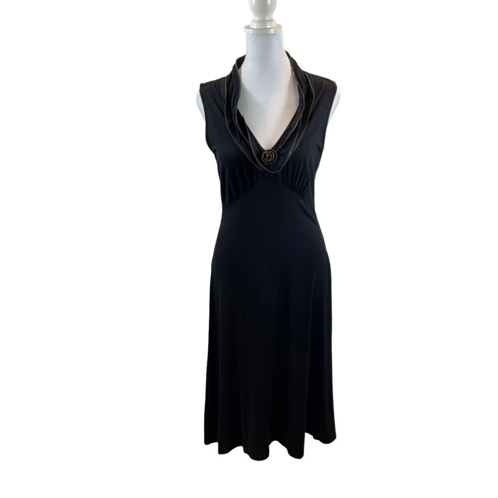 Alberto Makali Brand Sleeveless Midi Length Black Dress Size Small